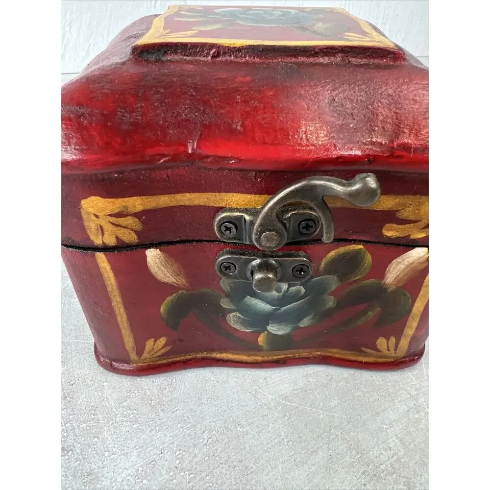tole painted jewelry Storage‎ box 5”x4” MCM
